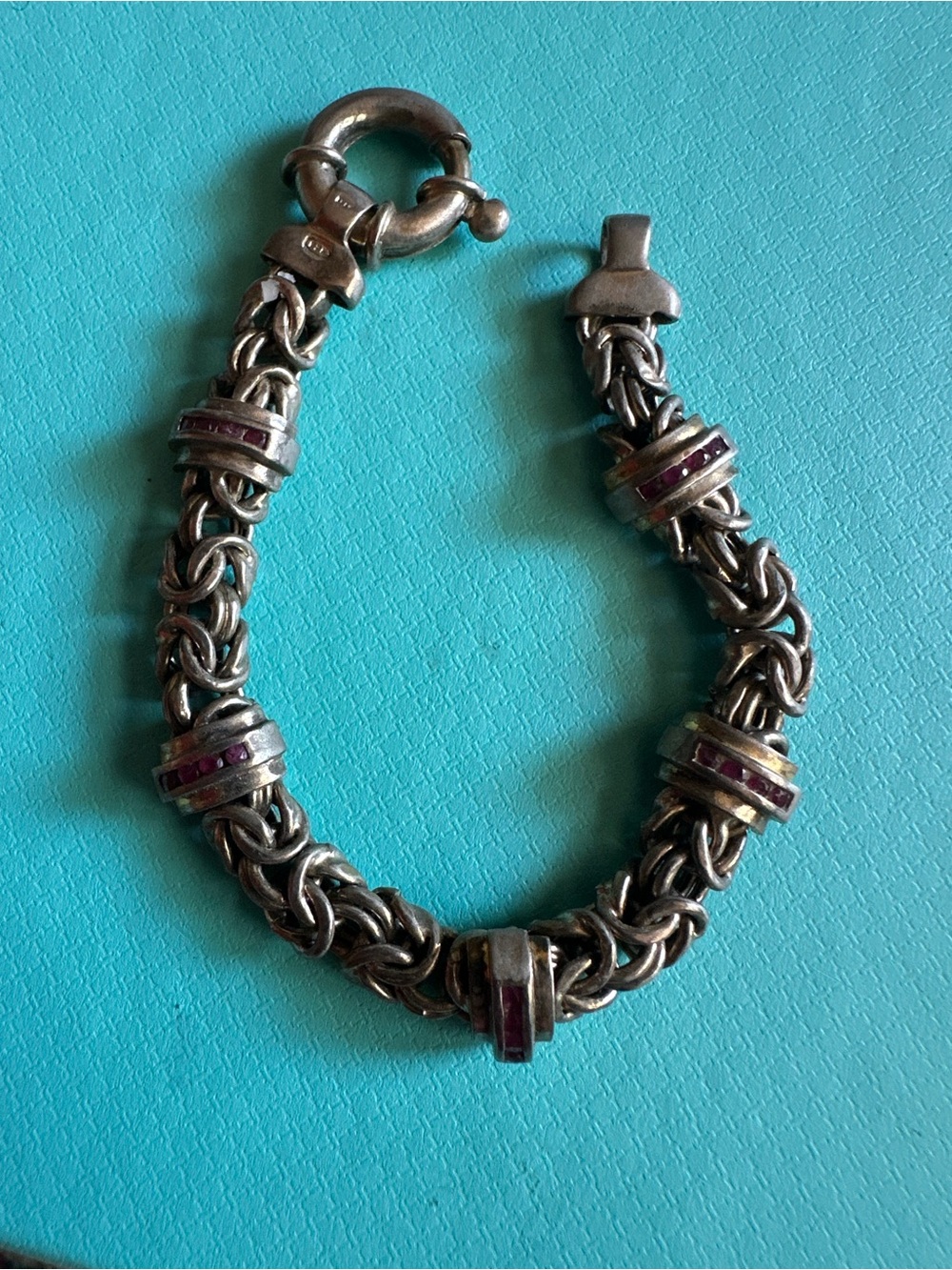 Vintage Sterling Silver Byzantine Italian Milor Bracelet With Gems